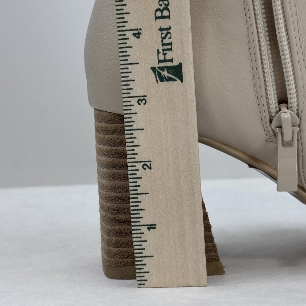 Ccocci Womens 7 Cream Ankle Boots Faux Leather Colleen Block Heels Pointed Zip - Picture 14 of 15